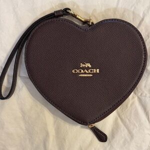 Coach Dark Brown Heart Wristlet